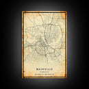 Nashville Map Print, Framed Canvas Wall Art, Tennessee Street Map Art, Davidson City Street Road Map Wall Decor
