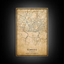 Old Hamburg Germany City Map Wall Art Canvas Print, Vintage Style Hamburg Map, Framed Wall Art, Cool Hamburg Wall Art, Office Art