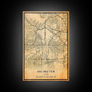 Arlington Texas map print poster or framed canvas, Arlington map print poster canvas, Texas city map print poster canvas, Vintage Travel Art