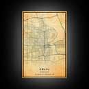 Omaha Nebraska map print poster or framed canvas, Omaha map print poster canvas, Omaha city map print poster canvas, Vintage Travel Art