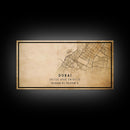 Dubai UAE map print poster or framed canvas, Dubai map print poster canvas, Dubai city map print poster canvas, Vintage Travel Art