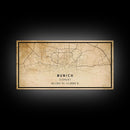 Munich map print poster or framed canvas, Munich Germany map print poster canvas, Munich city map print poster canvas, Vintage Travel Art