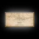 Sofia Bulgaria map print poster or framed canvas, Sofia map print poster canvas, Sofia city map print poster canvas, Vintage Travel Art
