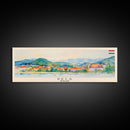 Pécs Hungary Panoramic Travel Poster, Framed Canvas Print or Metal Wall Art, Travel Art, Home Decor, Panoramic Painting, Midcentury Art