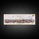 Liege Belgium Panoramic Travel Poster, Framed Canvas Print or Metal Wall Art, Travel Art, Home Decor, Panoramic Painting, Midcentury Art