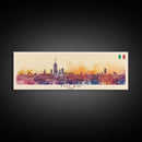 Milan Italy Panoramic Travel Poster, Framed Canvas Print or Metal Wall Art, Travel Art, Home Decor, Panoramic Painting, Midcentury Art