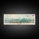 Paris France Panoramic Travel Poster, Framed Canvas Print or Metal Wall Art, Travel Art, Home Decor, Panoramic Painting, Midcentury Art