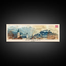 Salzburg Austria Panoramic Travel Poster, Framed Canvas Print or Metal Wall Art, Travel Art, Home Decor, Panoramic Painting, Midcentury Art