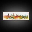 Villeurbanne France Panoramic Travel Poster, Framed Canvas Print or Metal Wall Art, Travel Art, Home Decor, Panoramic Painting, Midcentury Art