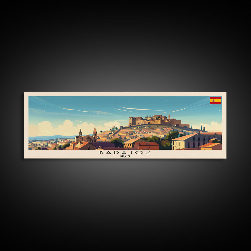 Badajoz Spain Wall Art, Panoramic Travel Poster, Panoramic Framed Canvas Print, City Wall Art, Wall Hanging Home Decor, Travel Art