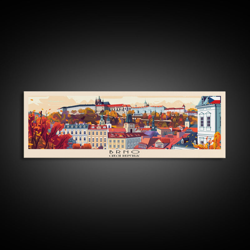 Brno CzechRepublic art Travel Print Wall Art, Panoramic City Art, Travel Art, Wall Decor, Vacation Gift, Framed Canvas Print Or Metal Art