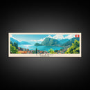 Lugano Switzerland Panoramic Travel Poster, Framed Canvas Print or Metal Wall Art, Travel Art, Home Decor, Panoramic Painting, Midcentury Art