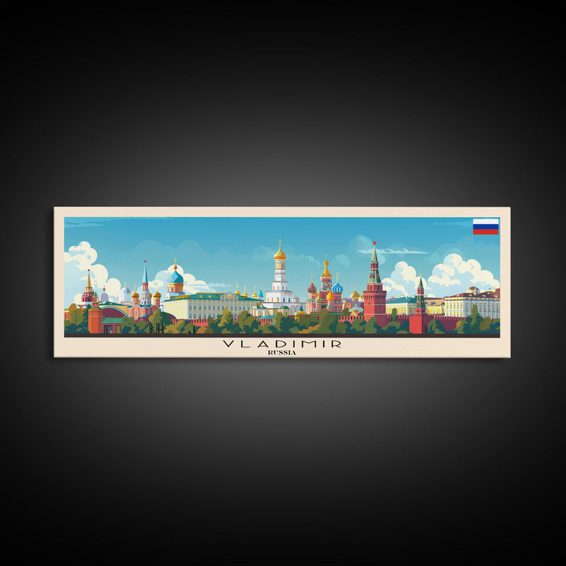 Vladimir Russia Wall Art, Panoramic Travel Poster, Panoramic Framed Canvas Print, City Wall Art, Wall Hanging Home Decor, Travel Art