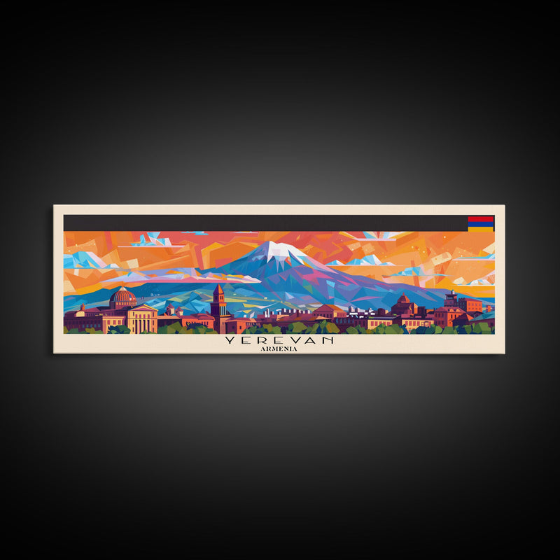 Yerevan Armenia Travel Art, City Art, Framed Canvas Print or Metal Wall Art, Europe Travel Poster, Panoramic Wall Art, Extra Wide Wall Art