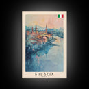 Brescia Italy Travel Poster Framed Canvas Print, Cityscape Art, Wall Decor, Travel Print, Watercolor Painting, Boho Style Art