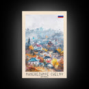 Naberezhnye Chelny Russia Framed Canvas Print, Boho Watercolor Painting, Scenic Wall Art, Travel Poster, Home Decor, Unique Art