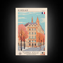 Bordeaux France Travel Poster Framed Canvas Print, Midcentury Modern Art, Pop Art Home Decor, Scenic Wall Art, Living Room Decoration