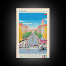 Burgas Bulgaria Travel Poster Framed Canvas Print, Midcentury Modern Art, Pop Art Wall Decor, Home Decor, Vacation Gift, Living Room Art