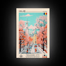 Galați Romania Travel Poster Framed Canvas Print, Midcentury Modern Art, Pop Art Wall Decor, Scenic Wall Art, Bedroom Decoration, Office Art