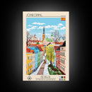 Jönköping Sweden Travel Poster Framed Canvas Print, Midcentury Modern Art, Pop Art Wall Decor, Home Decor, Vacation Gift, Office Art