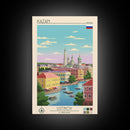 Kazan Russia Travel Poster Framed Canvas Print, Midcentury Modern Art, Pop Art Wall Decor, Scenic Bedroom Art, Office Decoration