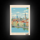 Kharkiv Ukraine Travel Poster Framed Canvas Print, Midcentury Modern Art, Pop Art Wall Decor, Scenic Living Room Art, Bedroom Gift