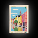 Kilkenny Ireland Travel Poster Framed Canvas Print, Midcentury Modern Art, Pop Art Wall Decor, Scenic Bedroom Art, Office Decoration