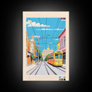 Kraljevo Serbia Travel Poster Framed Canvas Print, Midcentury Modern Art, Pop Art Wall Decor, Scenic Wall Art, Living Room Decoration, Office Gift