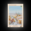 Kropyvnytskyi Ukraine Travel Poster Framed Canvas Print, Midcentury Modern Art, Pop Art Wall Decor, Home Decor, Vacation Gift, Office Art