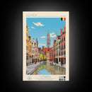 Leuven Belgium Travel Poster Framed Canvas Print, Midcentury Modern Art, Pop Art Wall Decor, Home Decor, Vacation Gift, Bedroom Art