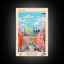 Lipetsk Russia Travel Poster Framed Canvas Print, Midcentury Modern Art, Pop Art Wall Decor, Scenic Art, Home and Office Decoration