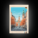 Munich Germany Travel Poster Framed Canvas Print, Midcentury Modern Art, Pop Art Wall Decor, Scenic Wall Art, Living Room Decoration, Office Gift