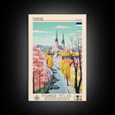 Narva Estonia Travel Poster Framed Canvas Print, Midcentury Modern Art, Pop Art Wall Decor, Scenic Bedroom Art, Office Decoration