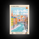 Norrköping Sweden Travel Poster Framed Canvas Print, Midcentury Modern Art, Pop Art Wall Decor, Home Decor, Vacation Gift, Office Art