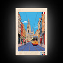Reims France Travel Poster Framed Canvas Print, Midcentury Modern Art, Pop Art Wall Decor, Home Decor, Vacation Gift, Bedroom Art