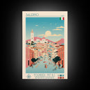 Salerno Italy Travel Poster Framed Canvas Print, Midcentury Modern Art, Pop Art Wall Decor, Home Decor, Office Gift, Living Room Art