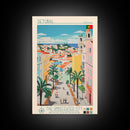 Setúbal Portugal Travel Poster Framed Canvas Print, Midcentury Modern Art, Pop Art Wall Decor, Scenic Wall Art, Office Decoration