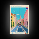 Slavonski Brod Croatia Travel Poster Framed Canvas Print, Midcentury Modern Art, Pop Art Wall Decor, Home Decor, Office Decoration