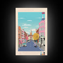 Southampton United Kingdom Travel Poster Framed Canvas Print, Midcentury Modern Art, Pop Art Wall Decor, Scenic Wall Art, Office Art