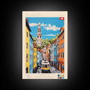 St. Gallen Switzerland Travel Poster Framed Canvas Print, Midcentury Modern Art, Pop Art Wall Decor, Living Room Art, Vacation Gift