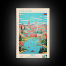 Sterlitamak Russia Travel Poster Framed Canvas Print, Midcentury Modern Art, Pop Art Wall Decor, Living Room Art, Home Decoration