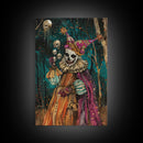 Halloween Sinister Clown in Dark Forest Framed Canvas Print, Creepy Wall Art, Home Decor, Horror Decor, Gift Idea, Spooky Carnival