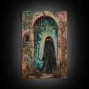 Halloween Creepy Doll, Framed Canvas Print, Wall Art, Spooky Decor, Halloween Decoration, Living Room Art, Unique Gift