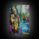 Halloween Skeleton Wizard, Framed Canvas Print, Wall Art, Home Decor, Spooky Artwork, Witchcraft Decor, Fantasy Art, Holiday Decor