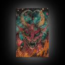 Fantastical Demon with Stars Framed Canvas Print | Halloween Monster Art | Spooky Starry Art | Scary Demon Art for Home Decoration