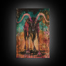 Spooky Goat Demon in the Woods Framed Canvas Print, Halloween Art, Creepy Wall Art Spooky Home Decor, Scary Art Mysterious Living Room Decor