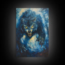 Ferocious Werewolf Growling in Forest | Halloween Wall Art | Spooky Home Decor | Creepy Werewolf Howling Painting | Framed Canvas Print
