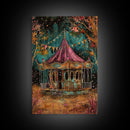 Nighttime Haunted Forest Path Framed Canvas Print, Halloween Wall Art, Spooky Home Decor, Eerie Artwork, Ghostly Path Decoration