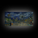 Spooky Haunted Carnival, Framed Canvas Print, Starry Night Inspired Spooky Season Wall Art, Halloween Prop
