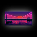Outrun Style Abstract Wall Art | Framed Canvas Print | Framed Art | Unique Wall Decor | Centerpiece Art | Large Art | Synthwave Retro Art